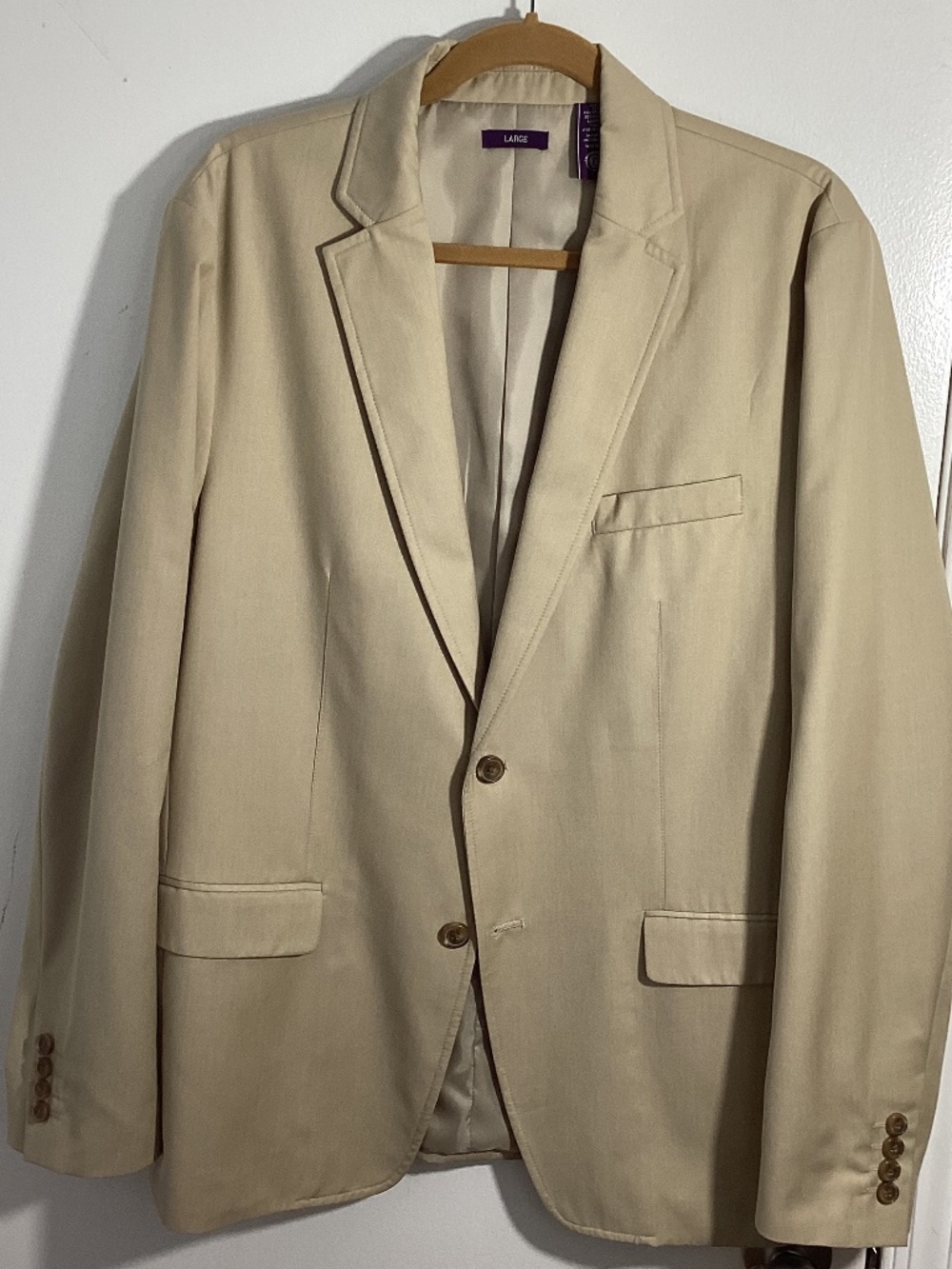NWOT MEN'S AMERICAN RAG SIZE LARGE SLIM FIT BEIGE BLAZERoo